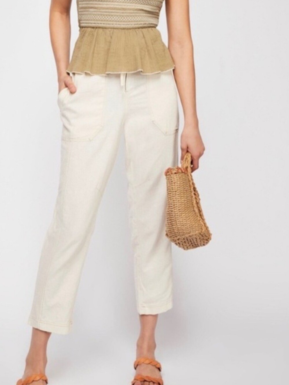 Free People Linen Blend Palmer Pants Size XS - Picture 2 of 7
